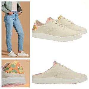 Olukai Kohu Women’s Canvas Sneakers In White Sand & Lei Size 8.5